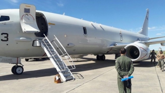 El P3, uno de los dos aviones de la marina de los Estados Unidos que llegó a la Argentina a colaborar con la búsqueda del submarino ARA San Juan.  