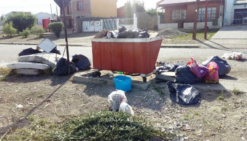 Uno de los contenedores sobre la calle Tripulantes del Fournier