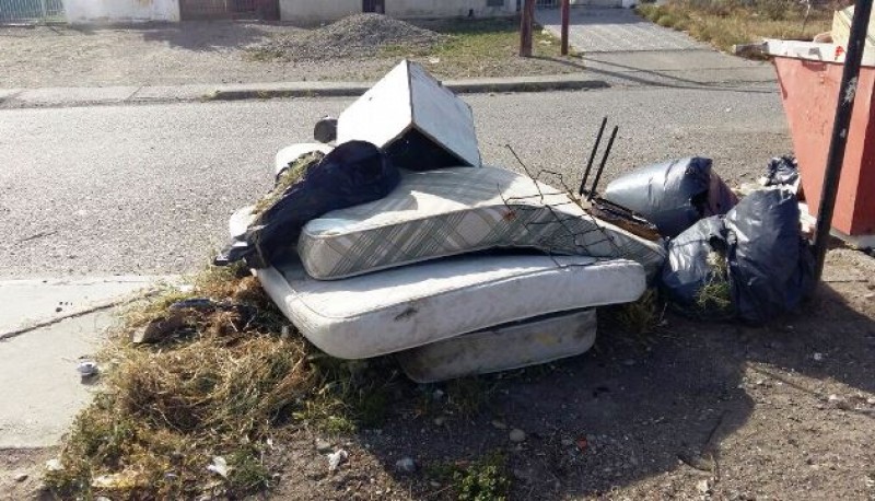 Uno de los contenedores sobre la calle Tripulantes del Fournier