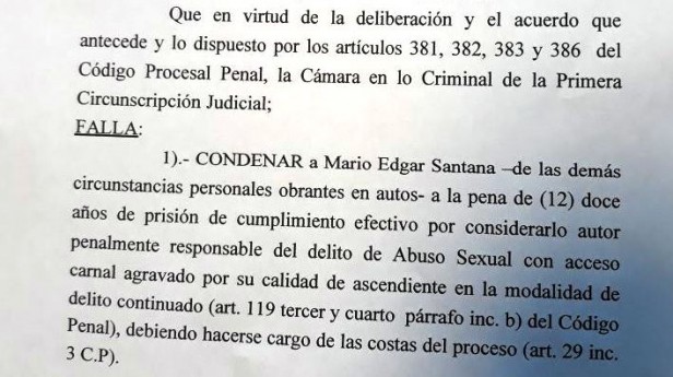 Extracto de una de las sentencias.  