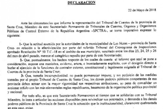 La nota leva las firmas del vicepresidente,  Rubén Quijano y del presidente, Sergio Oste