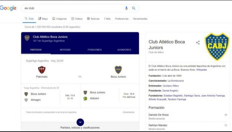 Si En Google Buscas Ex Club Aparecen Los Partidos De Boca