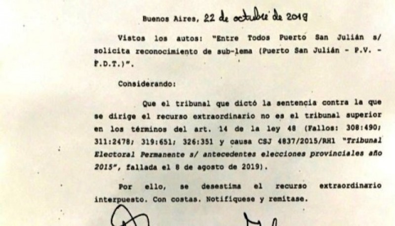 La Corte desestimó el recurso de Javier Castro para ser candidato a Intendente. 