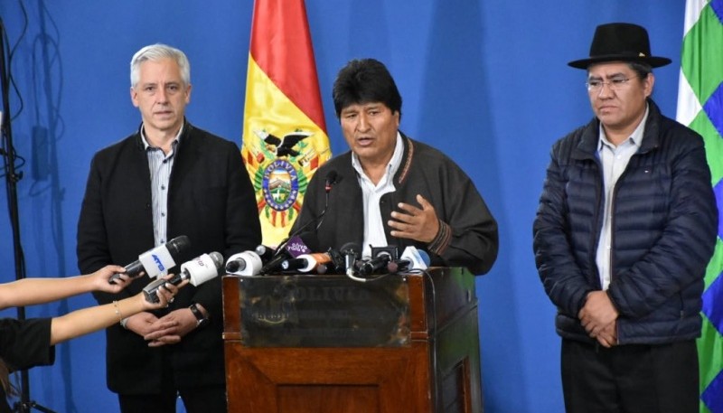 Conferencia de prensa de Evo Morales. 