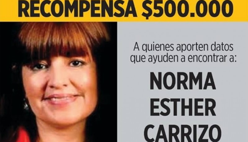 Recompensa a quien aporte datos sobre el paradero de Norma Carrizo.