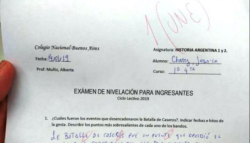 La foto del examen con el 