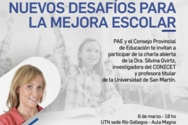 Se realizará la charla “Nuevos desafíos para la mejora escolar”