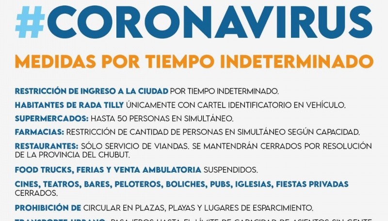 Restricciones en Comodoro Rivadavia por el Coronavirus