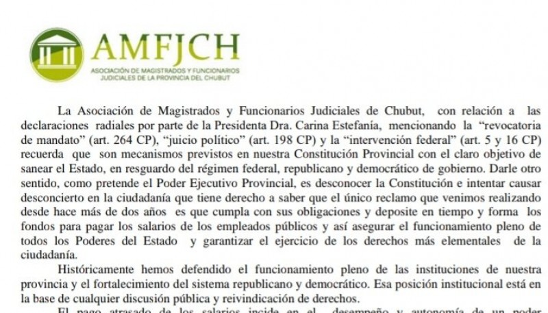 Comunicado de la Asociación de Magistrados y Funcionarios Judiciales