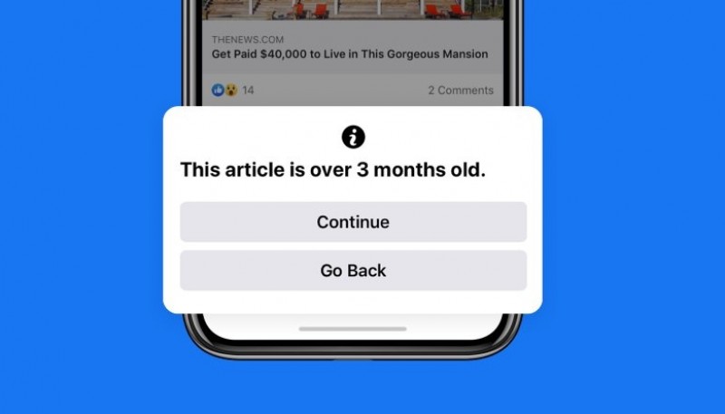 Facebook avisará a los usuarios si la fecha del artículo a compartir tiene más de 90 días