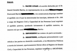 La Justicia permitió el cambio de apellido paterno de una niña: Su padre mató a su madre en 2016