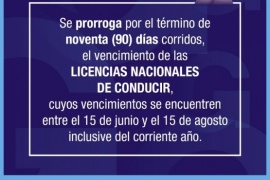 Grasso dispuso la prórroga del vencimiento de licencias nacionales de conducir por 90 días