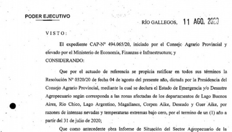 Se decretó el estado de emergencia para el sector agropecuario 