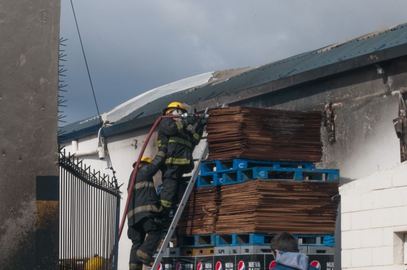 Bomberos sofocando el incendio (L.F)