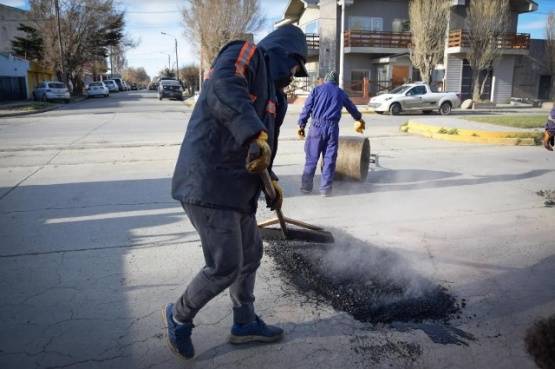 Trabajos realizados sobre la Avenida Perón. 