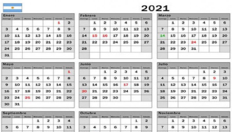 Calendario 2021 Para Imprimir Con Feriados