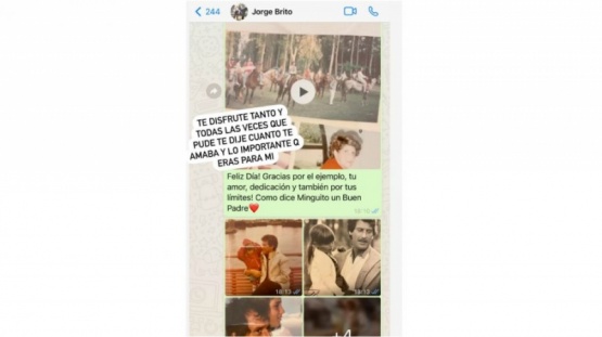 La despedida en las redes de la hija de Brito.