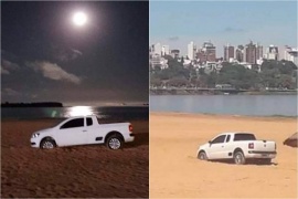 Paraná| Trató de evitar un control policial, escapó por la playa y quedó atascado en la arena