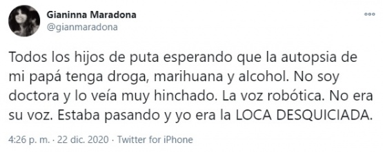 El tweet de la joven.