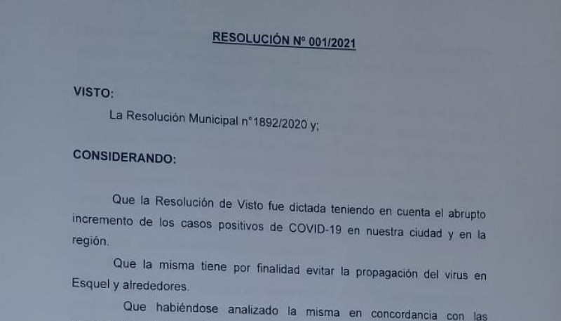 Esquel| Nuevas restricciones hasta el 11 de enero 