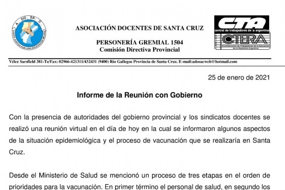 Santa Cruz| CTA se reunió con autoridades del Gobierno 