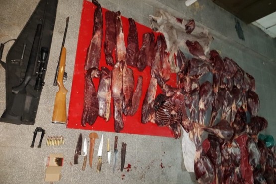 Detenidos con carne faenada y armas