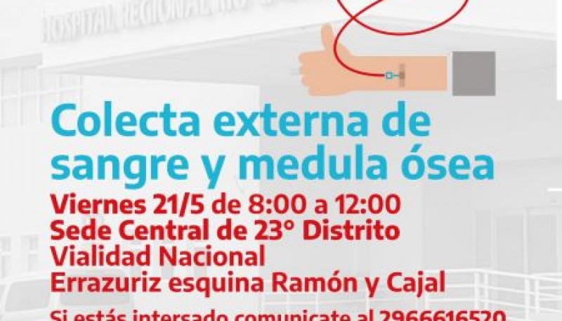 Colecta Externa de Sangre y Médula Ósea: Este viernes 21 de mayo en Vialidad Nacional