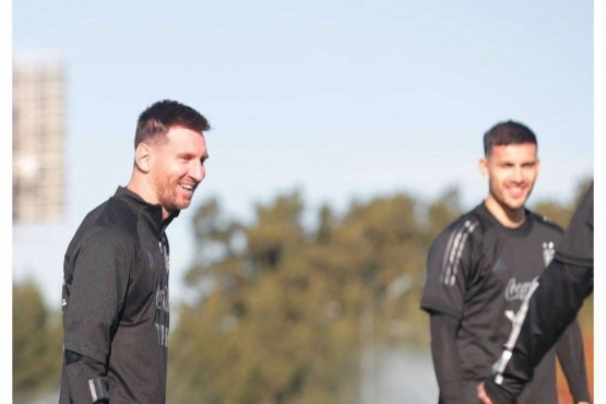 Messi en los entrenamientos de la selección. 