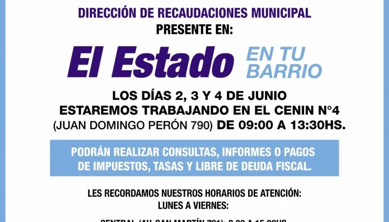 Mañana continúa la propuesta “El Estado en Tu Barrio” en el Cenin 4 de Río Gallegos 