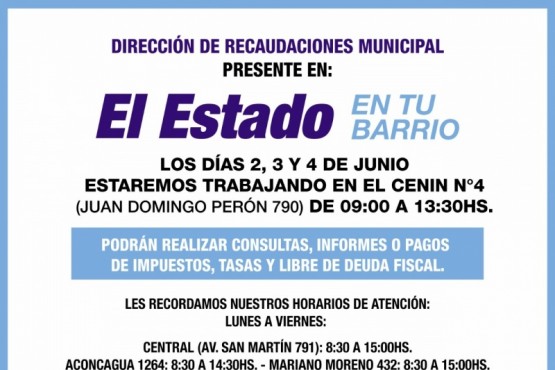 Mañana continúa la propuesta “El Estado en Tu Barrio” en el Cenin 4 de Río Gallegos 