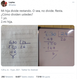 “Mi hija divide restando”: mostró cómo hace una cuenta matemática y generó un debate