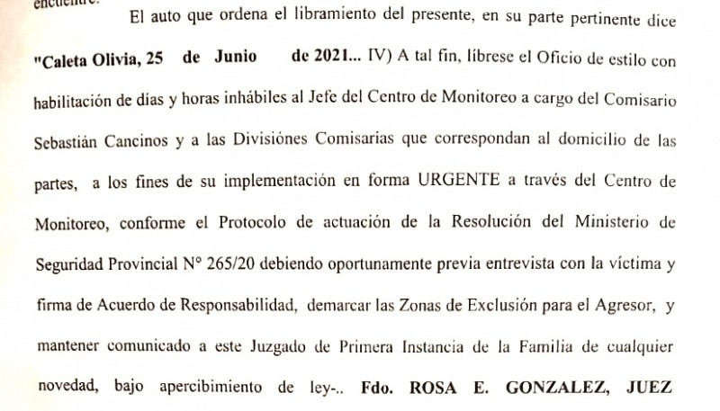 Resolución de la jueza González.