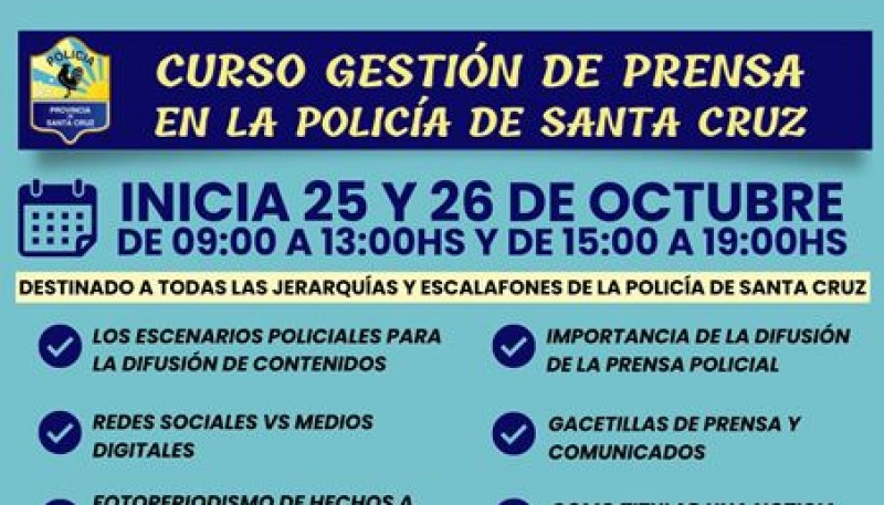 Policía realizará curso de Gestión de Prensa 