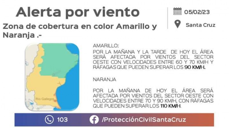 Alerta amarillo y naranja por viento 