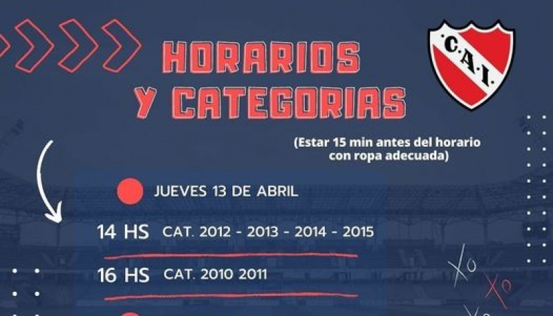 El Municipio anunció la visita del Club Atlético Independiente a la ciudad, desde este jueves 13 hasta el sábado 15 de abril.  