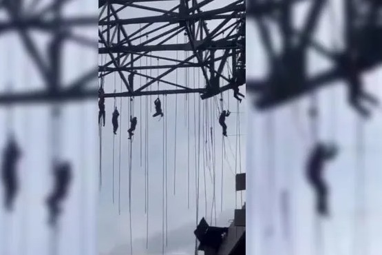 Brasil: un grupo de obreros quedó suspendido a 140 metros al caerse un andamio