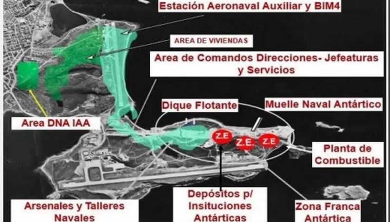 El plano del Polo Logísitico Antártico (PLA) que difundió el Gobierno en 2023 (Fuente: Ministerio de Defensa).