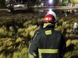 Bomberos liberan a un perro atrapado en la laguna Los Patos