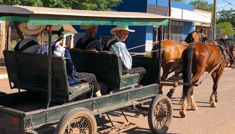 Los chicos de 6 a 12 años concurren al colegio en la colonia menonita de La Pampa y aprenden un dialecto del alemán. Foto: NA/@palmaturismo