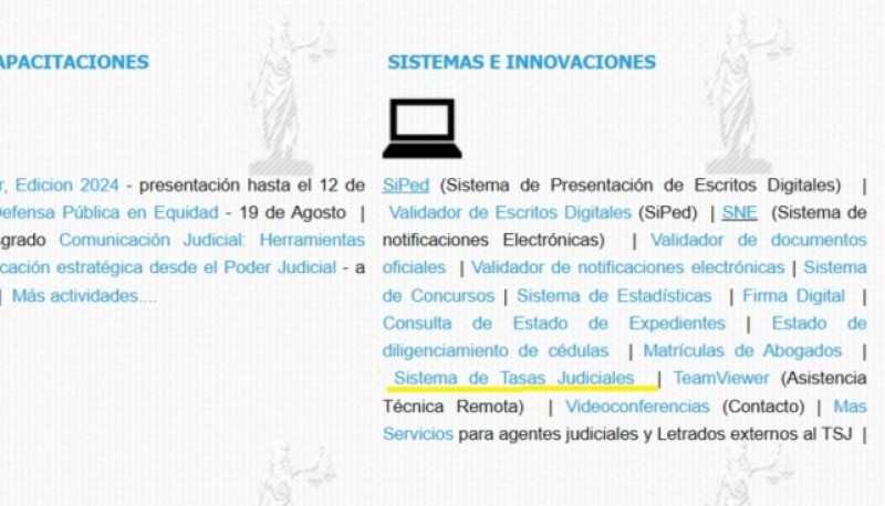  Sistema de Tasas Judiciales.