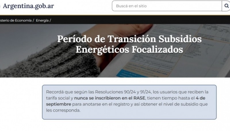 Queda una semana para inscribirse en el registro de subsidios a la energía.