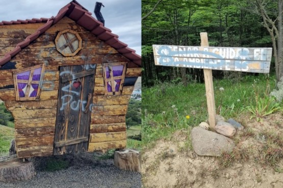 Vandalizaron la Casita del ingreso al Bosque de Duendes y cartelería