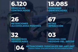 Controles de Fin de Año: más vehículos secuestrados por alcoholemias positivas