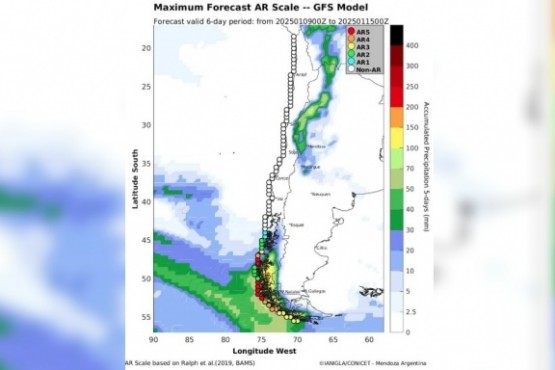 Río atmosférico, el fenómeno que afectará a El Calafate y El Chaltén