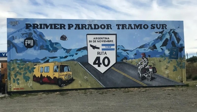 Se realizó un mural de 28 de Noviembre como primer parador de la Ruta 40