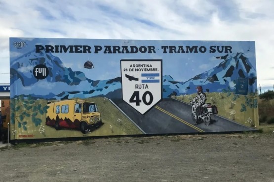 Se realizó un mural de 28 de Noviembre como primer parador de la Ruta 40