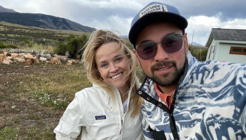 Reese Witherspoon en Torres del Paine, Chile. (Foto Instagram @rober.patagonico) 